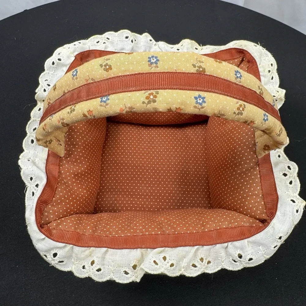 Vintage Browns Floral‎ Polka Dot Padded Basket
